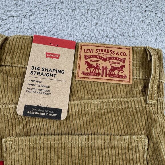 Levi's Pants Womens 29x29 Brown 314 Shaping Straight‎ Corduroy NWT - Picture 9 of 12